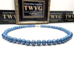 14k Solid Yellow Gold Vintage Genuine Freshwater Pearl Hand Knotted Necklace (18